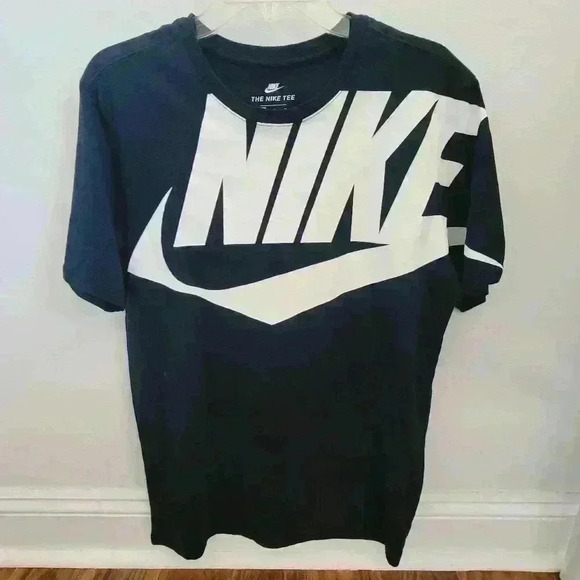 LIKE NEW MEN'S NIKE BIG LOGO SPORTSWEAR SS WINDRUNNER TEE SZ M BLACK COLOR - Picture 2 of 7